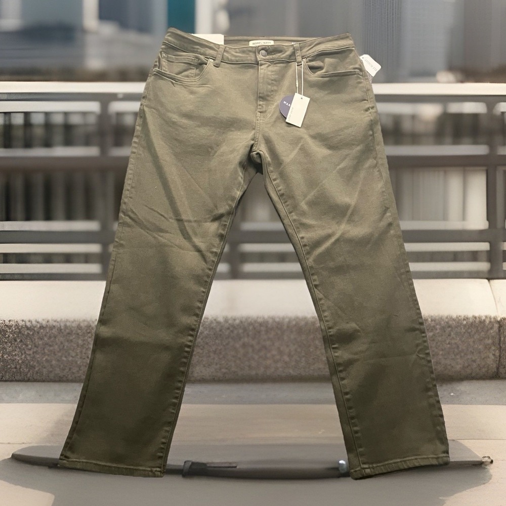 Warp + Weft AMS Amsterdam Slim Jeans Pants 36x28 Moss Green